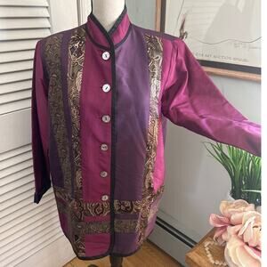 KOOS OF COURSE Womens Jacket Art To Wear Patchwork 100% Silk Bohemian MEDIUM